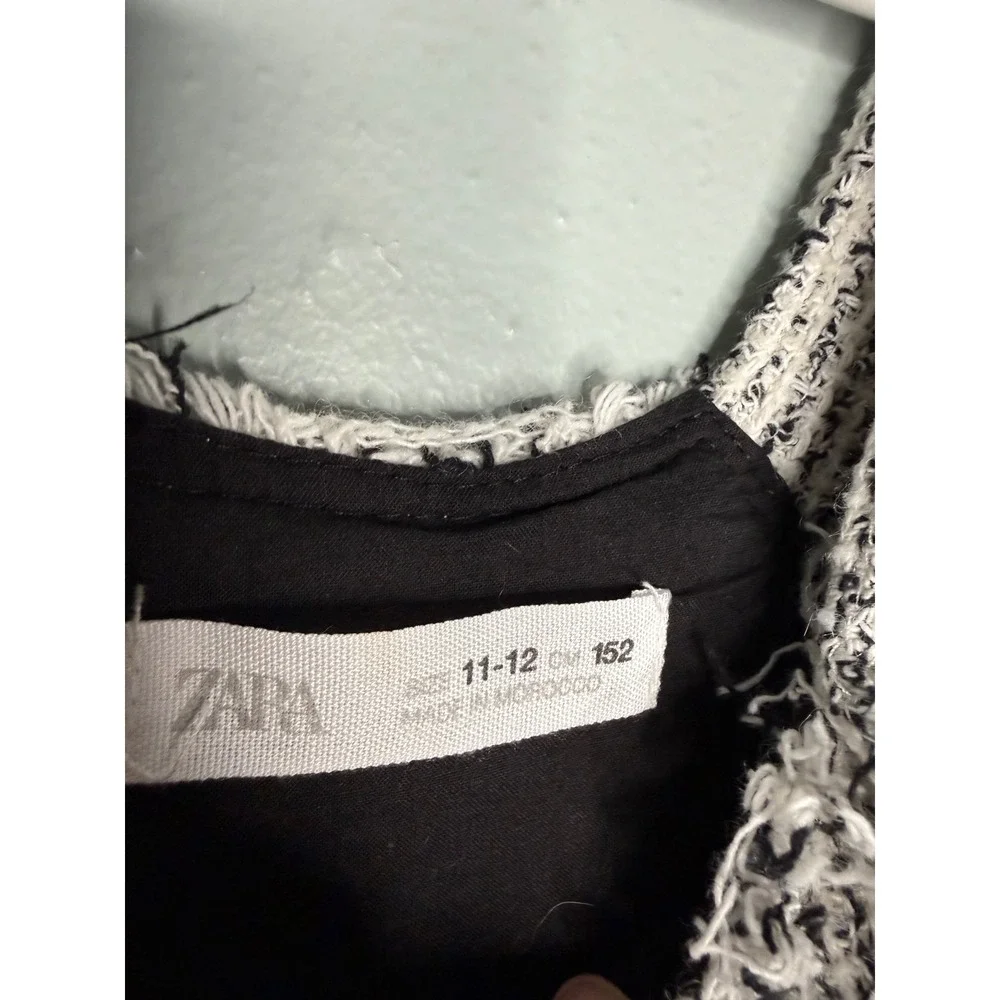 Zara grey and black textured overall dress youth